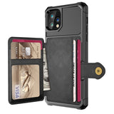 Shockproof TPU Raised Bezel Cover with Wallet Card Holder/Stand Dome Clasp for Apple iPhone 11 Pro Max - Black - Cover Noco