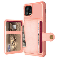 Apple iPhone 11 Pro Max Shockproof TPU Raised Bezel Cover with Wallet Card Holder/Stand, Dome Clasp