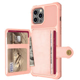 Shockproof TPU Raised Bezel Cover with Wallet Card Holder/Stand Dome Clasp for Apple iPhone 12 Pro Max - Pink - Cover Noco
