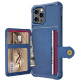 Shockproof TPU Raised Bezel Cover with Wallet Card Holder/Stand Dome Clasp for Apple iPhone 12 Pro Max - Blue - Cover Noco