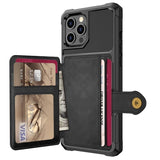 Shockproof TPU Raised Bezel Cover with Wallet Card Holder/Stand Dome Clasp for Apple iPhone 12 Pro Max - Black - Cover Noco