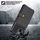 Shockproof TPU Raised Bezel Cover with Wallet Card Holder/Stand Dome Clasp for Apple iPhone 13 - Black - Cover Noco