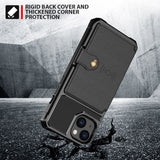 Shockproof TPU Raised Bezel Cover with Wallet Card Holder/Stand Dome Clasp for Apple iPhone 13 Mini - Black - Cover Noco