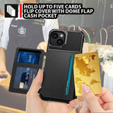 Shockproof TPU Raised Bezel Cover with Wallet Card Holder/Stand Dome Clasp for Apple iPhone 13 Mini - Black - Cover Noco