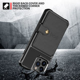 Shockproof TPU Raised Bezel Cover with Wallet Card Holder/Stand Dome Clasp for Apple iPhone 13 Pro - Black - Cover Noco