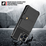 Shockproof TPU Raised Bezel Cover with Wallet Card Holder/Stand Dome Clasp for Apple iPhone 13 Pro Max - Black - Cover Noco