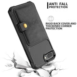 Shockproof TPU Raised Bezel Cover with Wallet Card Holder/Stand Dome Clasp for Apple iPhone 7 Plus / 8 Plus - Black - Cover Noco