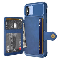 Apple iPhone X / XS Raised Bezel Cover with Wallet Card Holder/Stand - Blue - Cover Noco