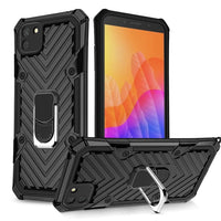 Huawei Y5P - Arrow Pattern Rugged Protective Cover with Metal Ring/Stand - Black - Cover Noco