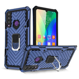 Huawei Y6P - Arrow Pattern Rugged Protective Cover with Metal Ring/Stand - Blue - Cover Noco