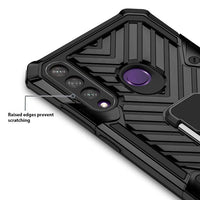Huawei Y6P - Arrow Pattern Rugged Protective Cover with Metal Ring/Stand - Cover Noco