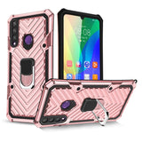 Huawei Y6P - Arrow Pattern Rugged Protective Cover with Metal Ring/Stand - Pink - Cover Noco