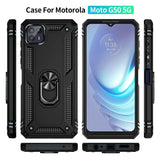 Armor Rugged Protective Case with Metal Ring/Stand for Motorola Moto G50 5G - Cover Noco