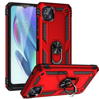 Armor Rugged Protective Case with Metal Ring/Stand for Motorola Moto G50 5G - Red - Cover Noco