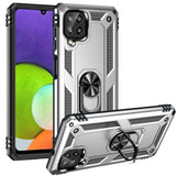 Armor Rugged Protective Case with Metal Ring/Stand for Samsung Galaxy A22 4G - Silver - acc Noco