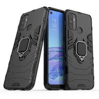 Shockproof Rugged Protective Case with Ring Holder for Oppo A53 (2020) / A33 (2020) - Black - acc Noco