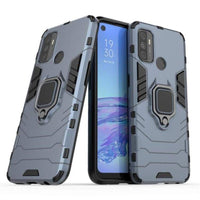 Shockproof Rugged Protective Case with Ring Holder for Oppo A53 (2020) / A33 (2020) - Silver Blue - acc Noco