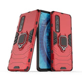 Shockproof Rugged Protective Case with Ring Holder for Oppo Find X2 Pro - Red - acc Noco