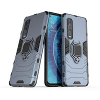 Shockproof Rugged Protective Case with Ring Holder for Oppo Find X2 Pro - Silver Blue - acc Noco