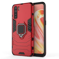 Shockproof Rugged Protective Case with Magnetic Ring Holder for Oppo A91 / F15 / Reno 3 - Red - acc Noco
