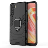 Shockproof Rugged Protective Case with Magnetic Ring Holder for Oppo A91 / F15 / Reno 3 - Black - acc Noco