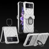 Samsung Galaxy Z Flip 4 GKK Armour Rigid Protective Cover Magnetic Hinge Ring/Stand - Silver - Cover Noco
