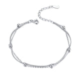 V Jewellery - Beaded Double Chain S925 Sterling Silver Bracelet - Jewelry Noco