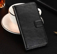 Faux Leather Texture Flip Phone Cover/Wallet - For Leagoo M12 M13 S11 - Black - acc Noco