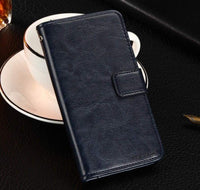 Faux Leather Texture Flip Phone Cover/Wallet - For Leagoo M12 M13 S11 - Blue - acc Noco