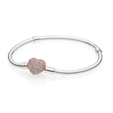 V Jewellery - Snake Chain Bracelet with Heart Pendant - 18cm - Jewelry Noco