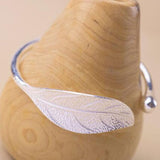 V Jewellery - Open Cuff Silver Leaf Vintage Style Bracelet - Jewelry Noco