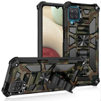 Shockproof Camo Folding Stand Rugged Cover Fold Away Stand - For Samsung Galaxy A12 - Camo Green - acc Noco