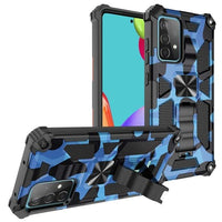 Shockproof Camo Folding Stand Rugged Cover Fold Away Stand - For Samsung Galaxy A72 4G/5G - Camo Blue - acc Noco