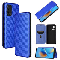 Carbon Shell Flip Phone Cover/Wallet - For Oppo A74 4G Oppo F19 - Blue - acc Noco