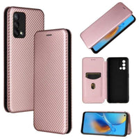 Carbon Shell Flip Phone Cover/Wallet - For Oppo A74 4G Oppo F19 - Rose Pink - acc Noco