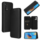 Carbon Shell Flip Phone Cover/Wallet - For Oppo A74 4G Oppo F19 - Black - acc Noco