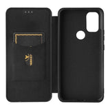Deluxe Carbon Shell Flip Phone Cover/Wallet - For Blackview A70 Phone - Black - acc Noco