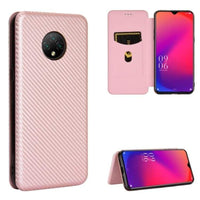 Carbon Shell Flip Phone Cover/Wallet - For Doogee X95 / Doogee X95 Pro - Rose Pink - acc Noco