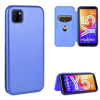 Huawei Y5P Carbon Shell Flip Phone Cover/Wallet - Blue - Cover Noco