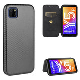 Huawei Y5P Carbon Shell Flip Phone Cover/Wallet - Black - Cover Noco