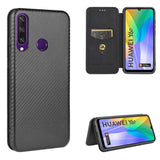 Huawei Y6P Carbon Shell Flip Phone Cover/Wallet - Black - Cover Noco