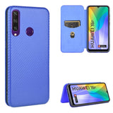 Huawei Y6P Carbon Shell Flip Phone Cover/Wallet - Blue - Cover Noco