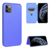 Carbon Shell Flip Phone Cover/Wallet - For Apple iPhone 11 Pro - Blue - acc Noco