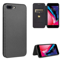 Carbon Shell Flip Phone Cover/Wallet - For Apple iPhone 7 Plus / iPhone 8 Plus - Black - acc Noco