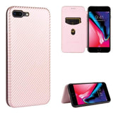 Carbon Shell Flip Phone Cover/Wallet - For Apple iPhone 7 Plus / iPhone 8 Plus - Rose Pink - acc Noco