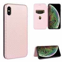 Carbon Shell Flip Phone Cover/Wallet - For Apple iPhone XS Max - Rose Pink - acc Noco
