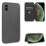 Carbon Shell Flip Phone Cover/Wallet - For Apple iPhone XS Max - Black - acc Noco