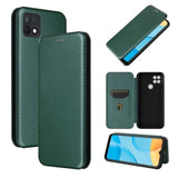 Carbon Shell Flip Phone Cover/Wallet - For Oppo A15 - Green - acc Noco