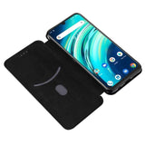 Deluxe Carbon Shell Flip Phone Cover/Wallet - For Umidigi A9 Pro Phone - acc Noco