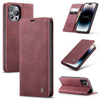 Apple iPhone 14 PRO - CaseMe Wallet Flip Cover with Magnetic Closing Front Cover Card Slots Wallet - Red - Cover CaseMe